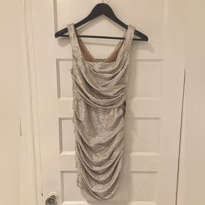Metallic silver dress from Express
